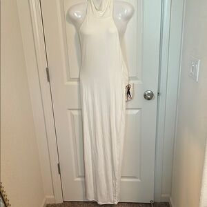 Naked Wardrobe Cream Sheath Maxi Dress Halter